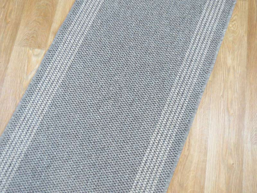 Flachgewebe Teppichläufer in modernen Streifendesign  - grau